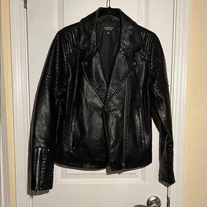Topshop Black Leather Biker Jacket